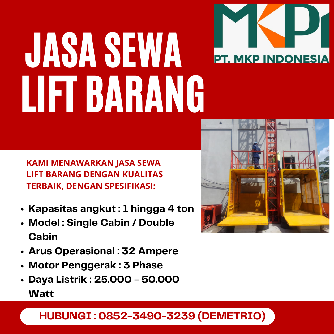 Sewa Lift Barang 1 Ton PALING MURAH