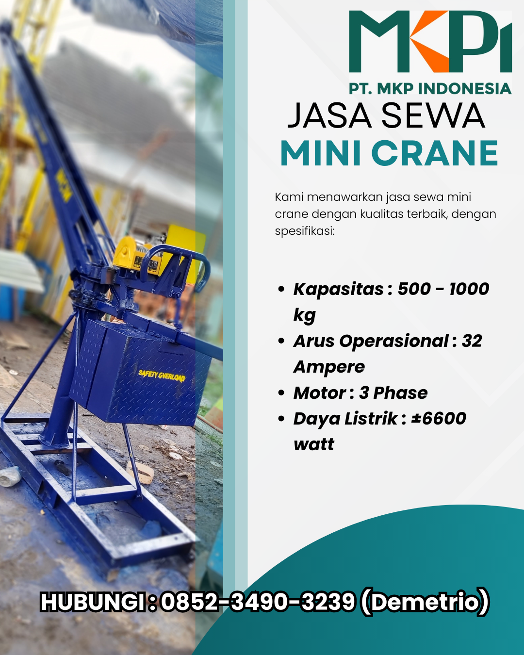 Sewa Mini Crane PALING MURAH LEBAK